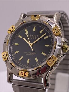 Vintage Sierra Club Mens Silver Watch New Battery